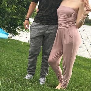 Pink jumper. Strapless.